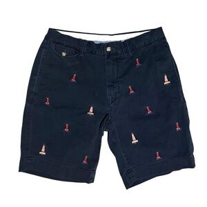 Polo Ralph Lauren Bedford Classic Navy Chino Shorts with Lighthouse Motif. Sz 32